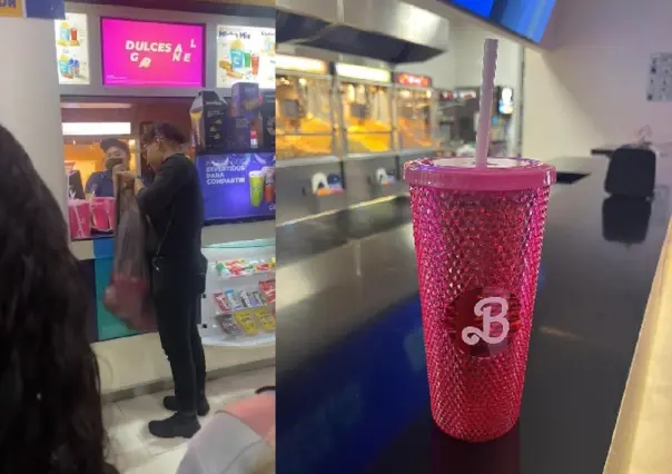 Exhiben a empleados de Cinépolis quedándose con los vasos de Barbie