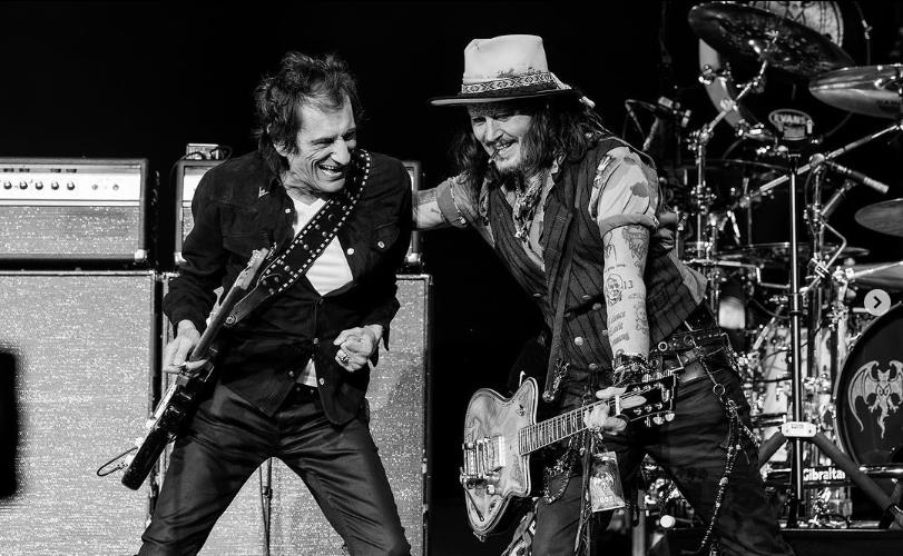 Johnny Depp reapareció junto a su banda Hollywood Vampires este domingo en Alemania. Foto. Instagram @hollywoodvampires