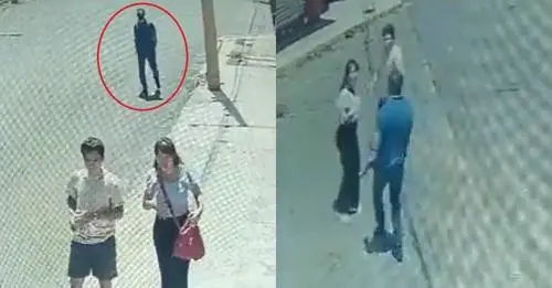 Pareja de Puebla enfrenta a ladrón, logran golpearlo y frustran asalto. Foto: Captura de video. @JCarlos_Valerio