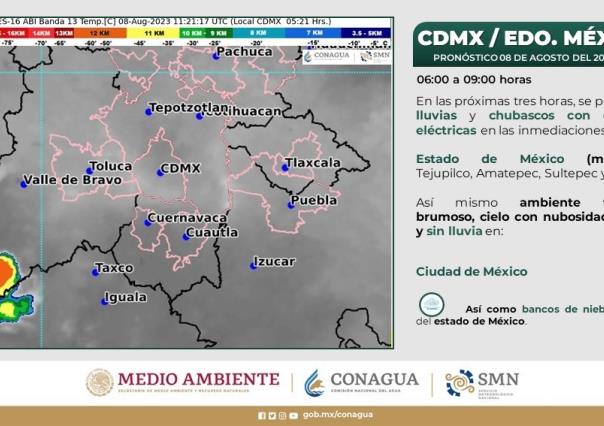 Esperan lluvia moderada para la Ciudad de México