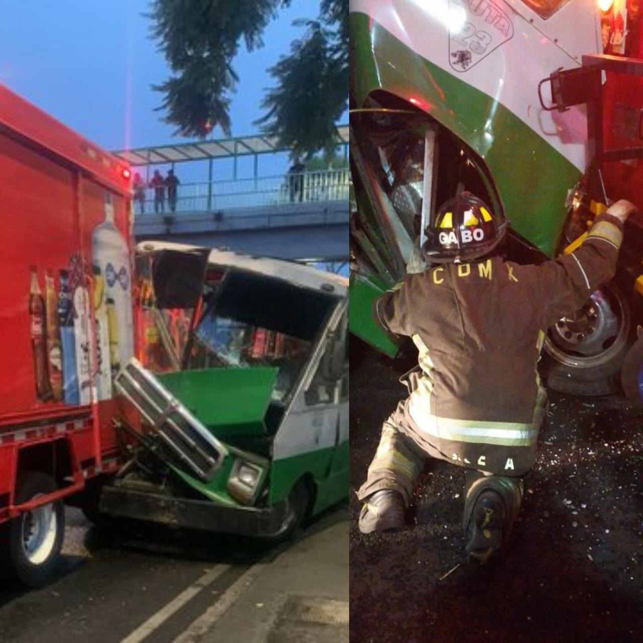 Accidente en Tacuba: Choque entre microbús y camión deja tres heridos. Foto: Captura de pantalla