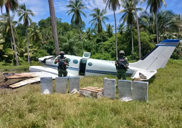 Asegura SEDENA y FGR aeronave con 399 paquetes de cocaína en Chiapas