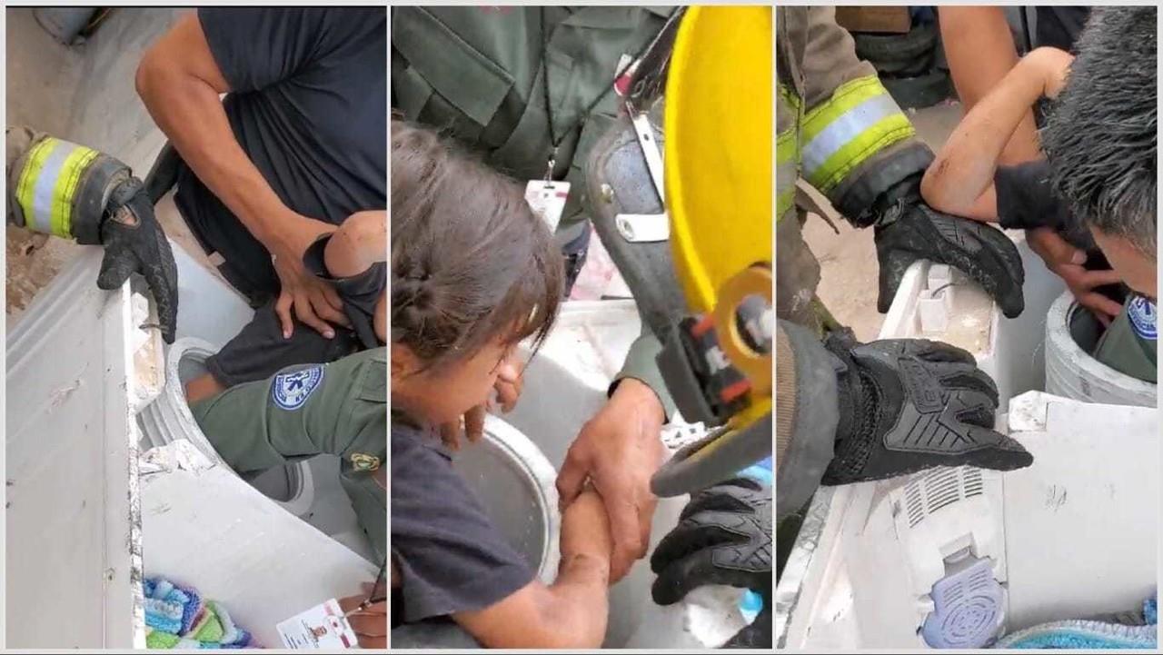 Rescatan a niña de 6 años atrapada en una lavadora automática en Zacatecas