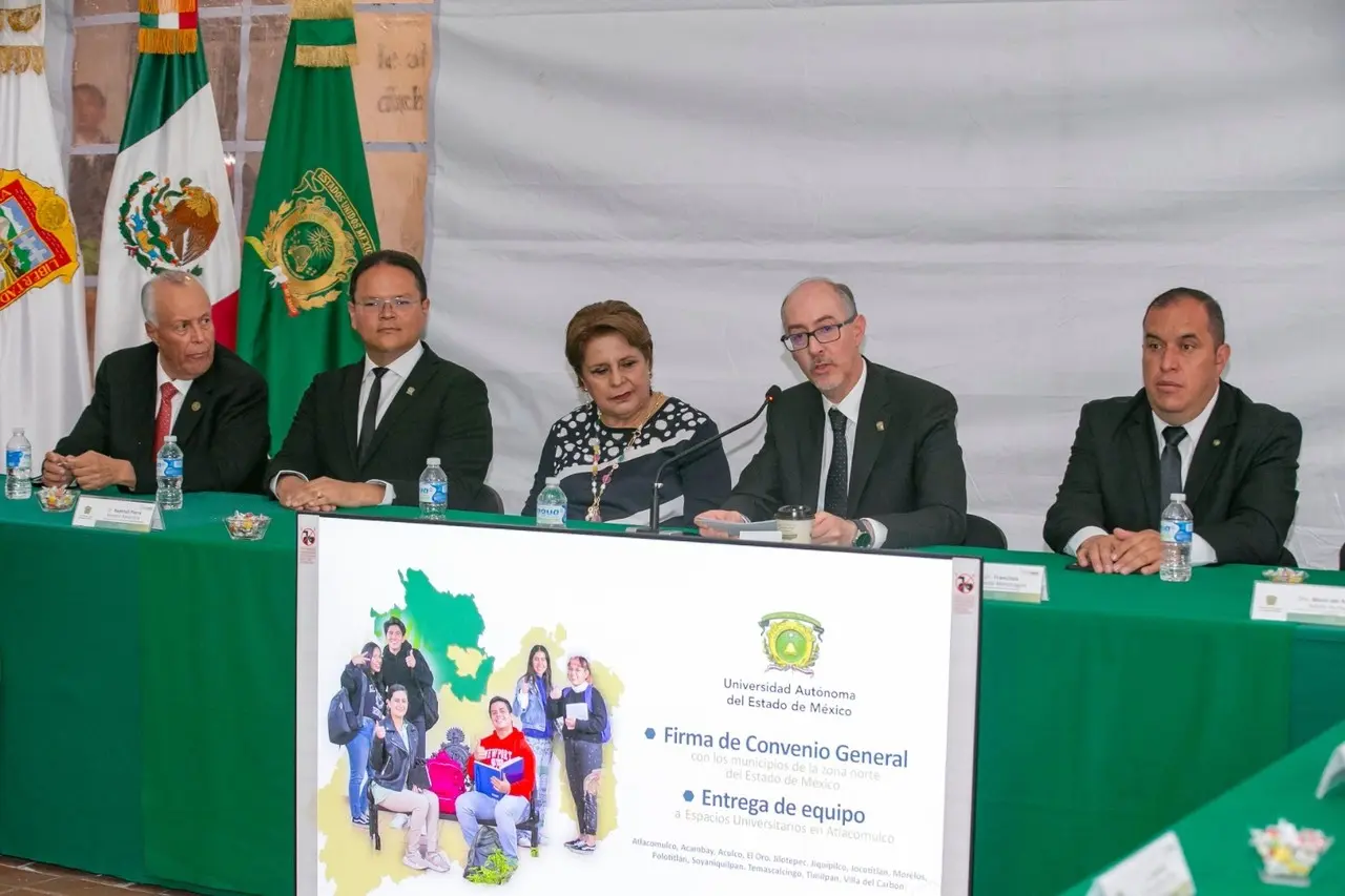 Firma UAEMÉX convenio de colaboración con zona norte del Edoméx. Crédito: UAEMÉX.