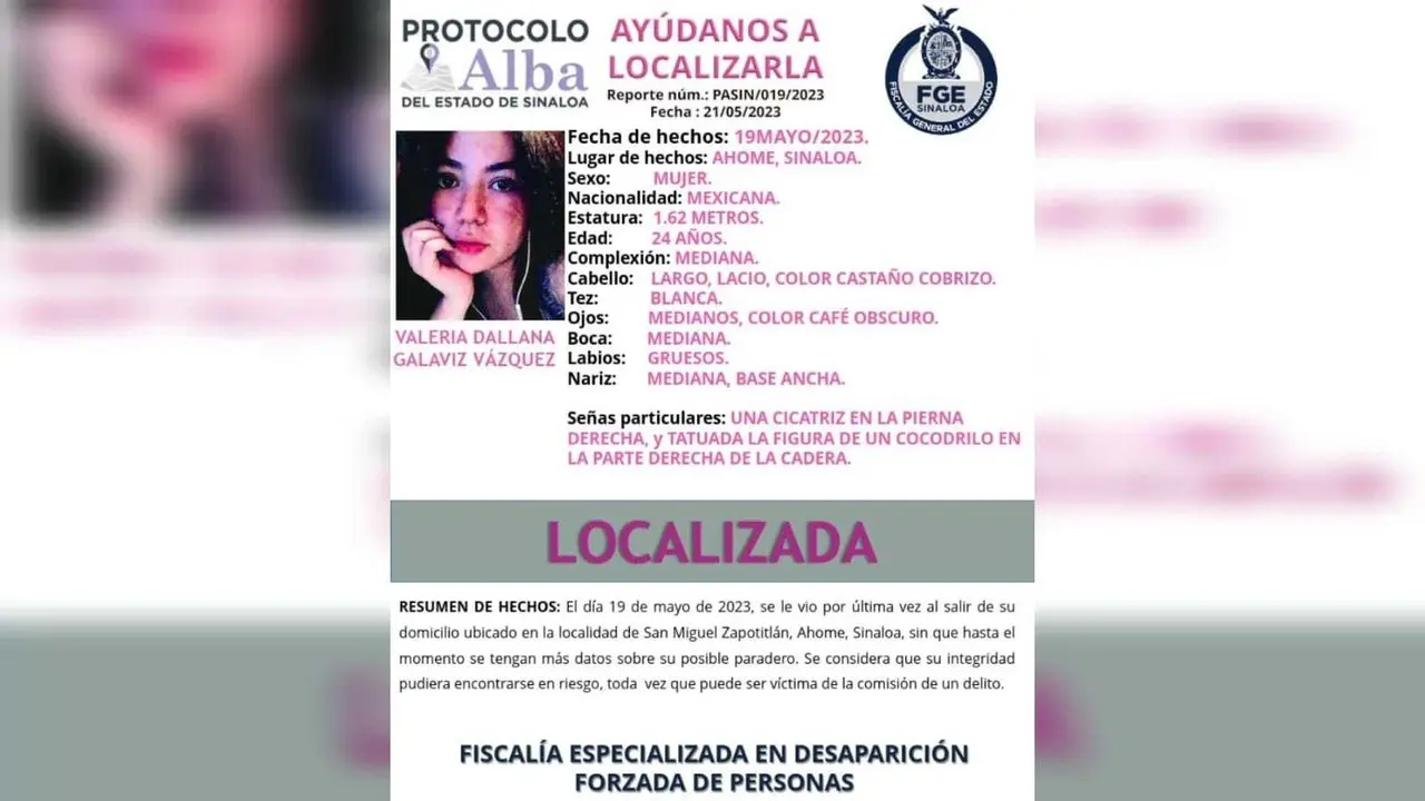 El cuerpo de Valeria Dallana Galaviz Vázquez, se encontraba semienterrado en estado de descomposición a orillas del río San Miguel, en  Ahome, Sinaloa.  Foto: Facebook Fiscalía General de Sinaloa