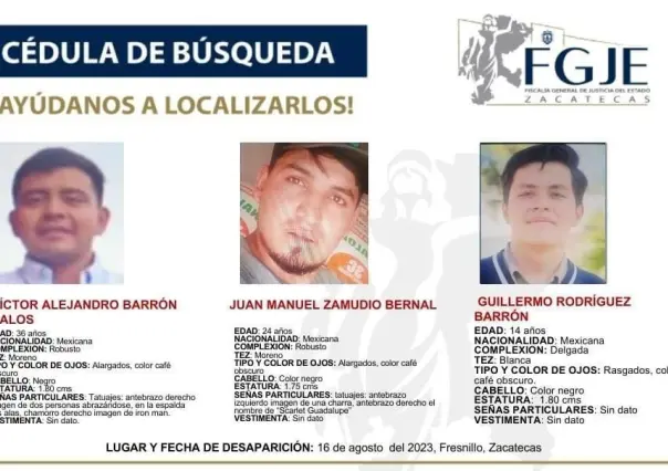 Cuatro hombres fueron reportados como desaparecidos en Fresnillo, Zacatecas