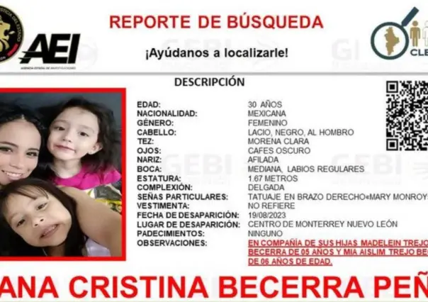 Buscan a Diana Becerra, desapareció con sus dos hijas en el centro de Monterrey