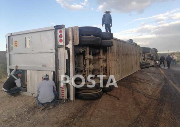 Vuelca camión cargado con reses en Durango; mueren 14