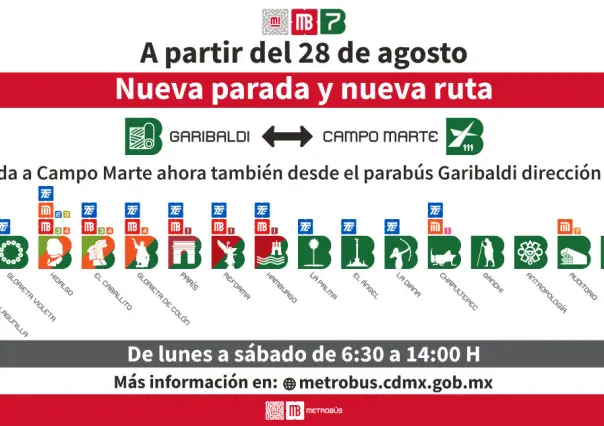 Estrena Metrobús nueva ruta a partir de este 28 de agosto