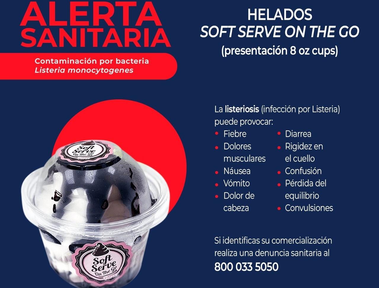 Alerta a la población sobre la contaminación en helados de la marca Soft Serve On The Go con una bacteria. Foto. Twitter