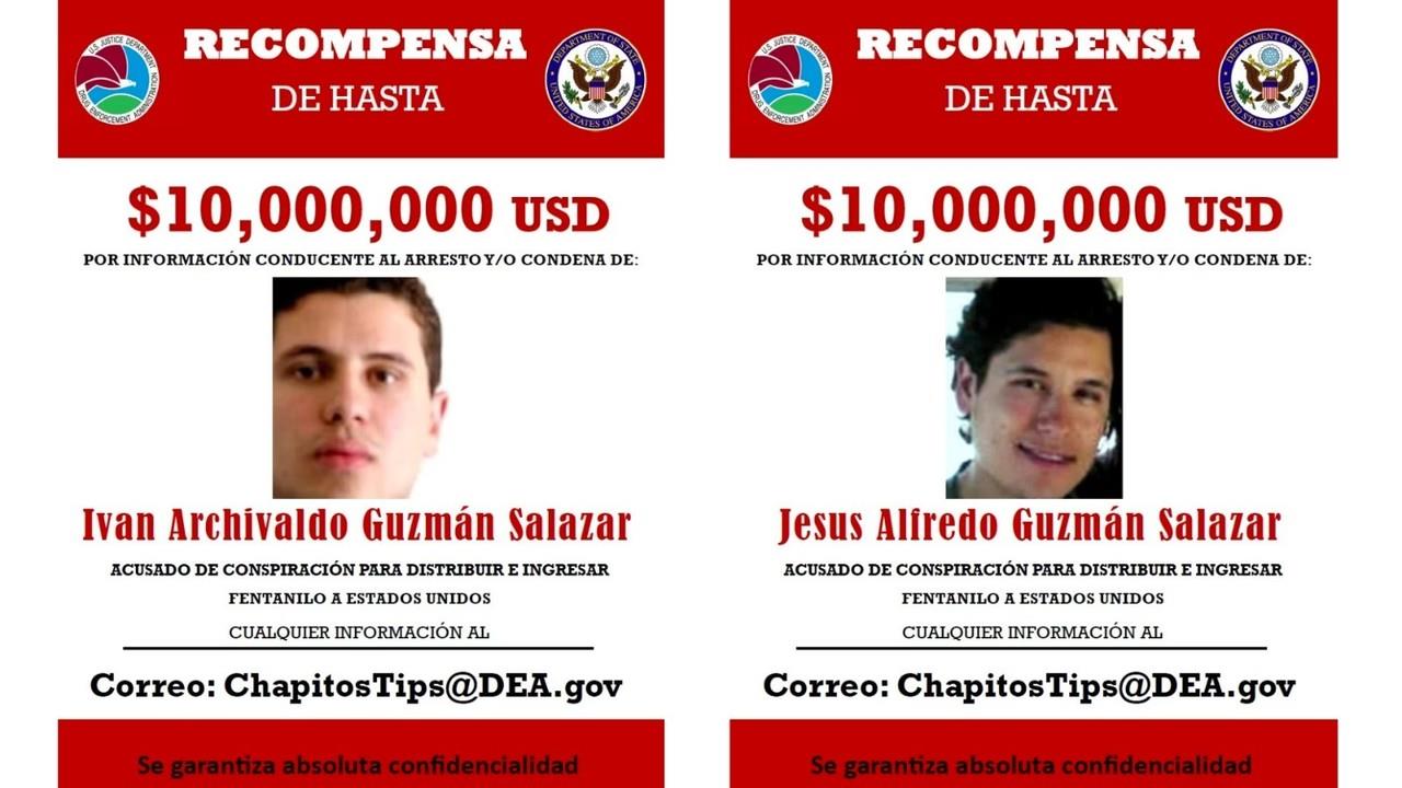 La recompensa que ofrece el gobierno de Estados Unidos por ‘El Chapito’ es de 10 millones de dólares. Foto: DEA.