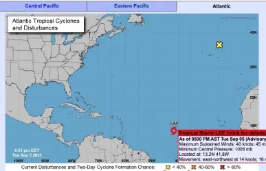 Tormenta tropical Lee en camino al Caribe: posible huracán categoría 3