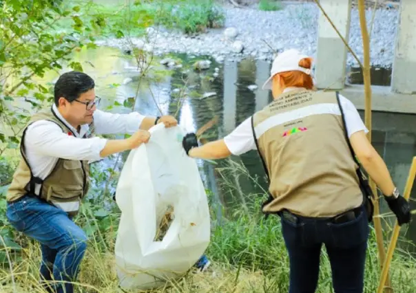 Realizan limpieza en márgenes del río La Silla en Guadalupe