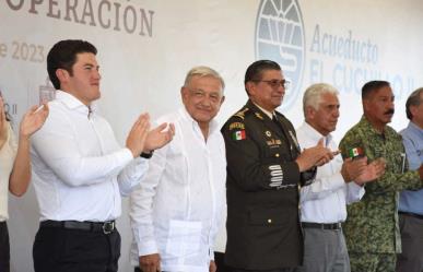 Inauguran AMLO y Samuel acueducto El Cuchillo II, buscan atender crisis del agua