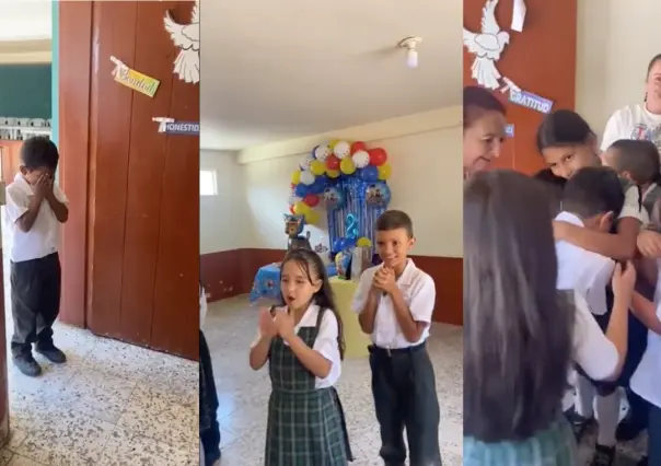 Niño festeja por primera vez su cumpleaños gracias a maestra y compañeros