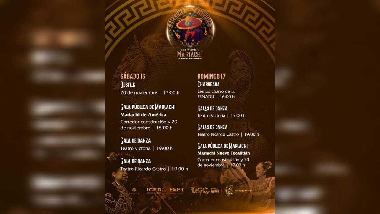 Durango celebra el Festival del Mariachi. Foto: Twitter/ @dgosectur.