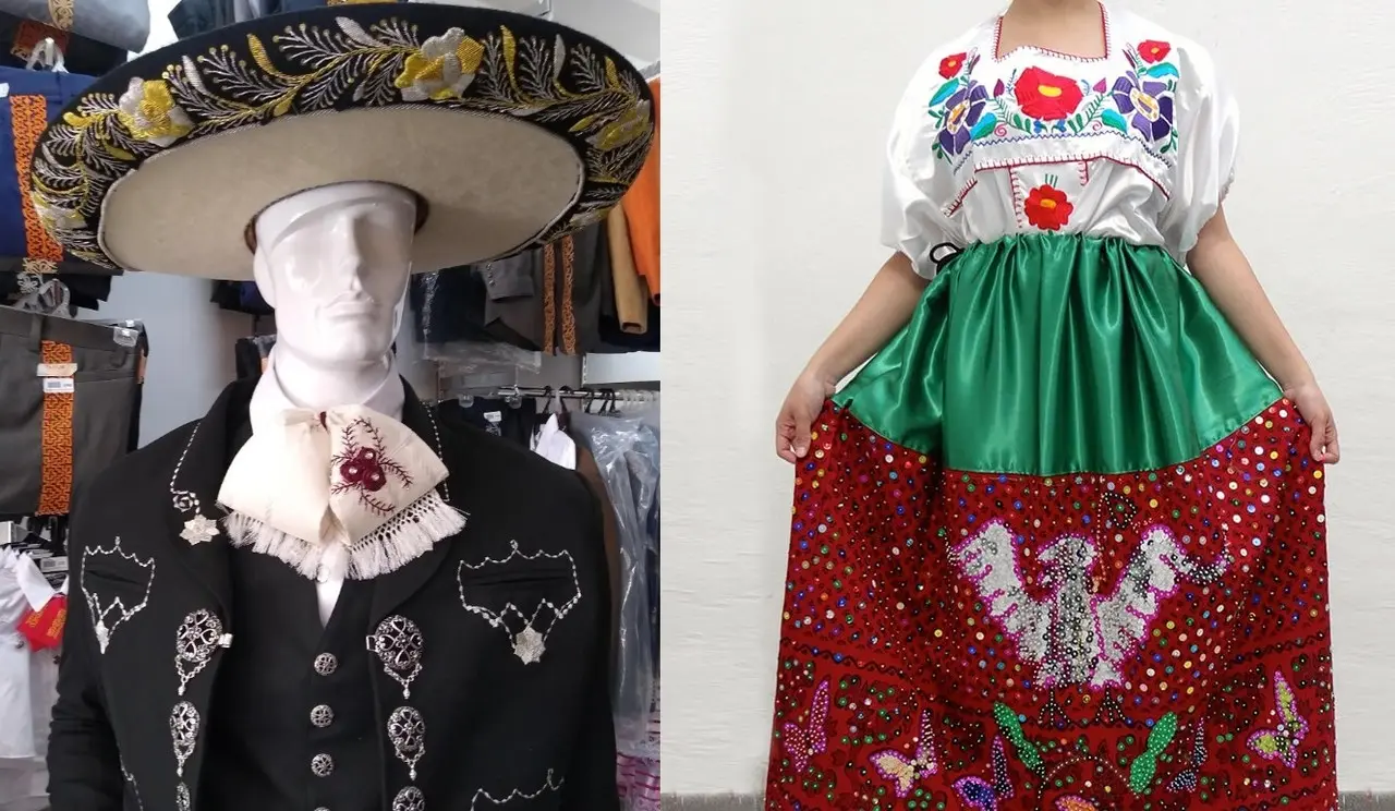 Los trajes de charro y china poblana son piezas clave de la cultura mexicana, con sus detalles bordados y su elegancia clásica. Foto: A caballo / Trajes regionles el Faraón