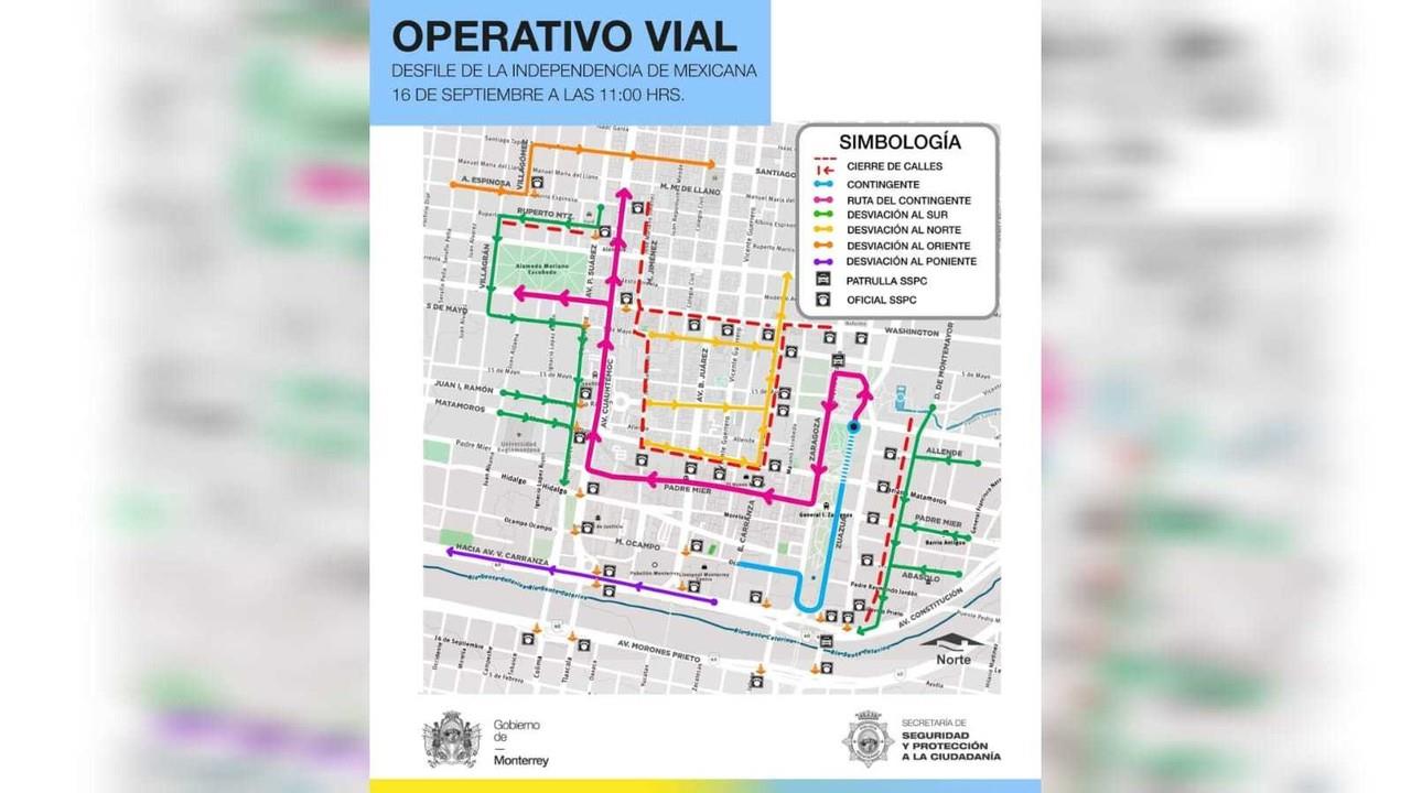 El desfile por el 213 aniversario de la Independencia de México se llevará a cabo a las 11:00 horas en calles del centro de Monterrey. Foto: Facebook Secretaría de Seguridad de Monterrey