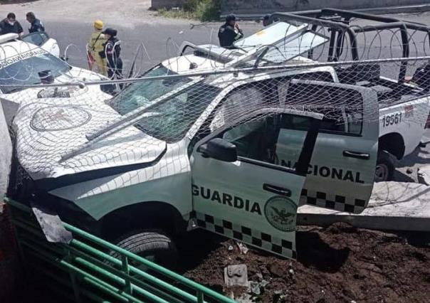 Choca patrulla de la Guardia Nacional en la autopista México-Pachuca