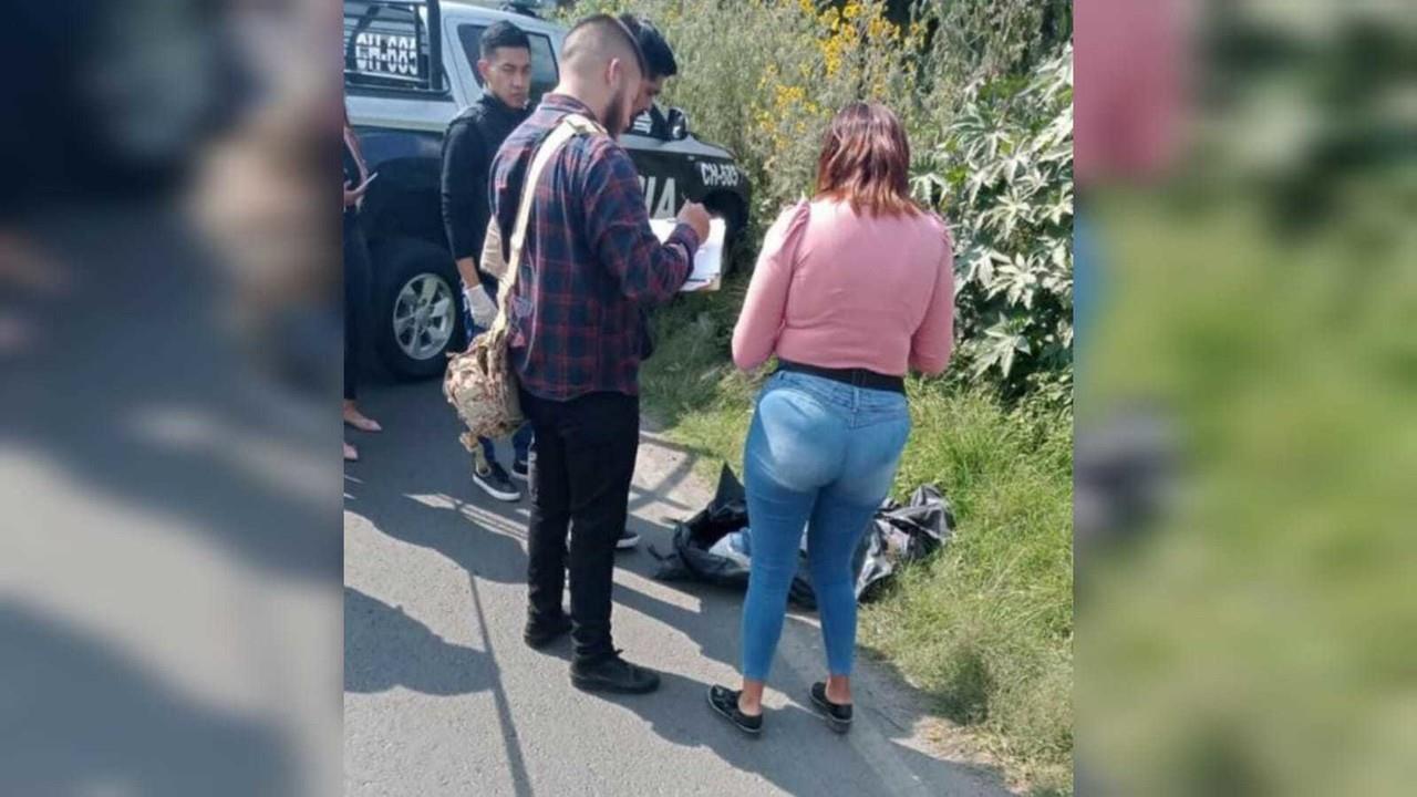 Tras reportes de algunos conductores, autoridades mexiquenses hallaron un cadáver en una bolsa de plástico en la carretera Chalco-Tláhuac. Foto: Redes Sociales