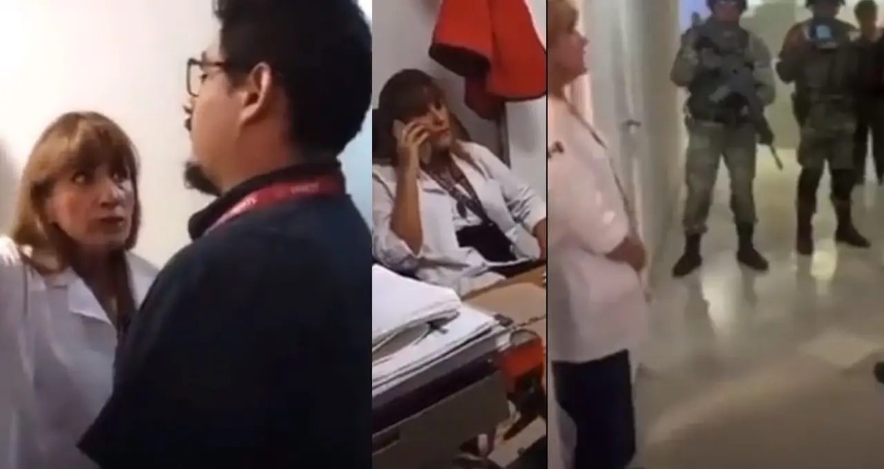 Subdelegada médica, Magdalena Rosales Cruz, intimidó al personal de auditoría con elementos de la Guardia Nacional y del Ejército. Fotos. Captura