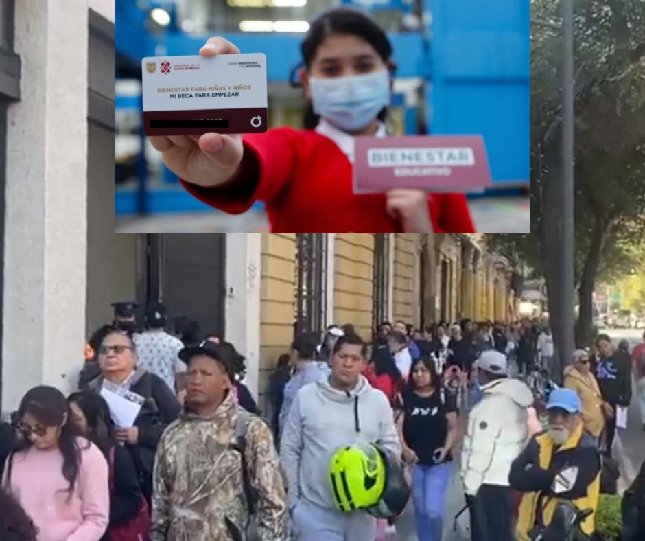 Padres enfrentan largas filas para inscribirse en Mi Beca para Empezar , Foto: Captura de pantalla y  @GobCDMX