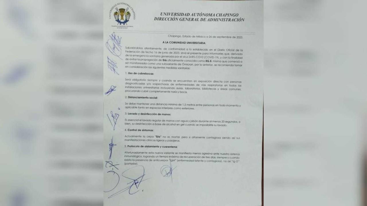 Autoridades de la Universidad de Chapingo declararon obligatorio el uso de cubrebocas, ante el riesgo de propagación de la nueva cepa del Covid-19. Foto: Universidad de Chapingo