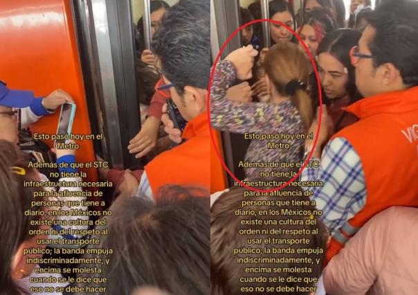 Se le atora mano a mujer en puerta del Metro; otra se mete pese al rescate