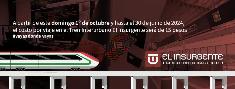 El viaje en el tren interurbano El Insurgente costará 15 pesos a partir del domingo 1 de octubre. Foto: FB Trenelinsurgente