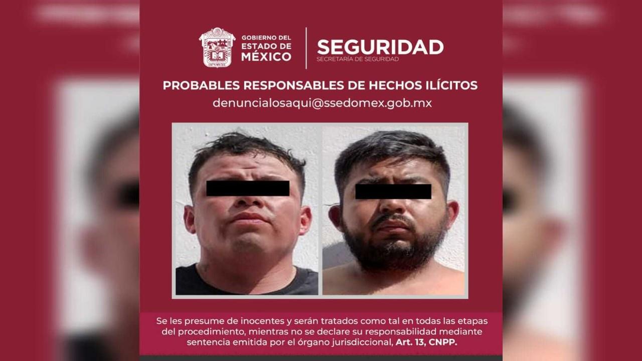 Martín e Israel fueron detenidos, luego de una persecución en IXtapaluca, enfrentan cargos por varios delitos. Foto: Sria de Seguridad de Edomex