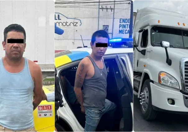 Policía de Monterrey captura a hombres por robo de tractocamión