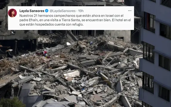 Grupo de 21 mexicanos de Campeche se encuentra en Israel. Foto. AP y Twitter