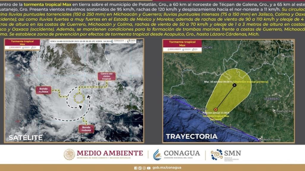 Tormenta tropical Max toca tierra en México y se espera el arribo de Lidia