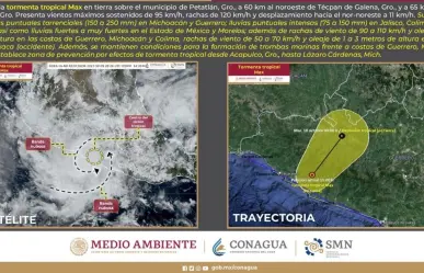 Tormenta tropical Max toca tierra en México y se espera el arribo de Lidia