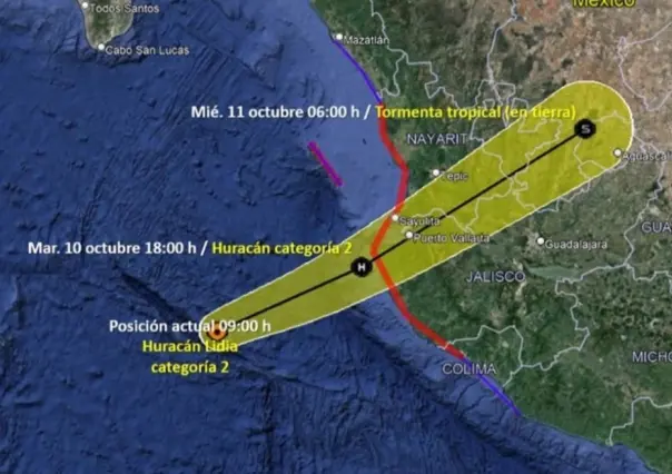 Lidia causará lluvias torrenciales en Nayarit, Jalisco, Colima y Michoacán