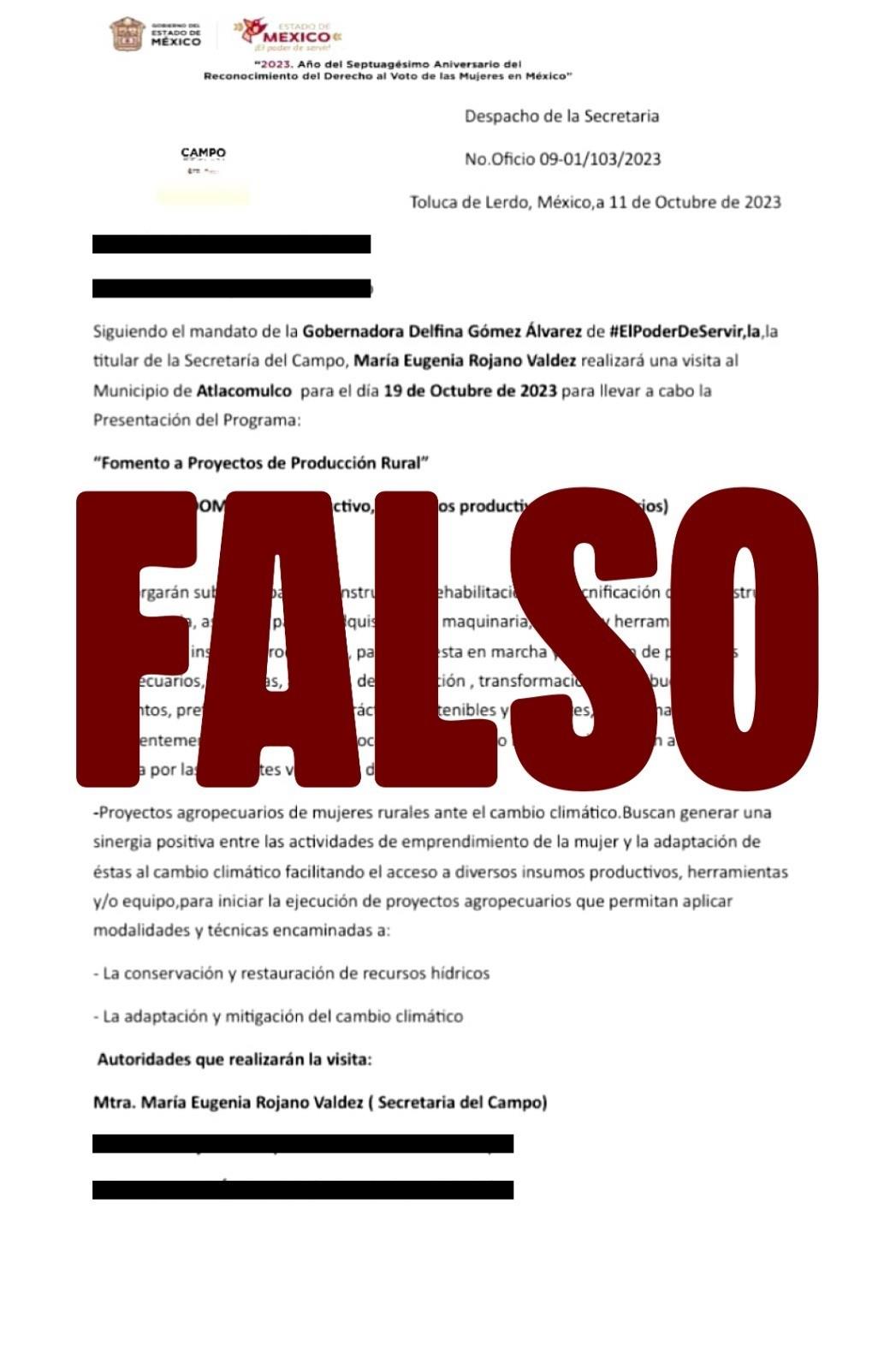 Aviso de falsificación de documentos. Crédito: GEM.