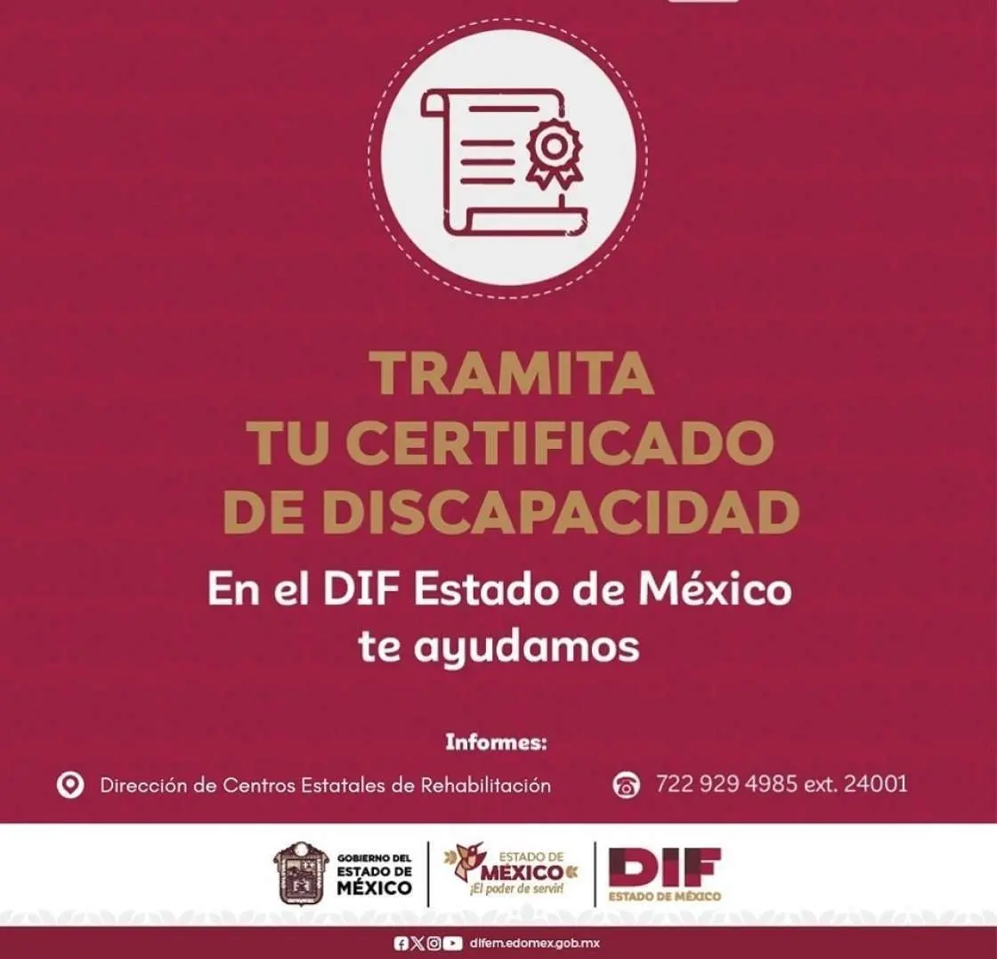 Emite DIFEM certificados médicos para personas con discapacidad. Crédito: GEM.