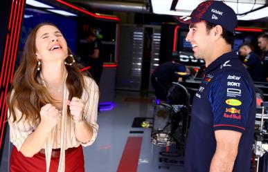 Toda una fan... Drew Barrymore convive con Checo Pérez y personal de Red Bull