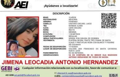 Buscan a Jimena Leocadia Antonio Hernández de 15 años y a su bebé recién nacida