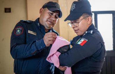 Policías de Guadalupe serán padrinos de Génesis, bebita auxiliada en parto