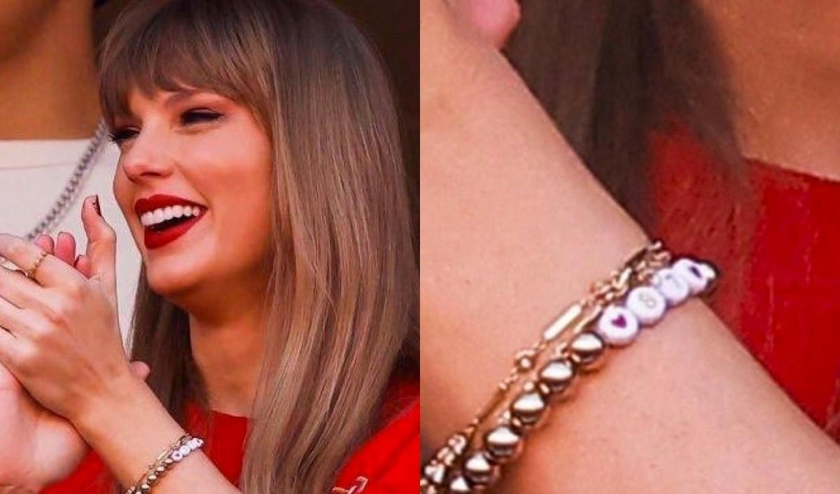 Ducha pulsera es dorada y con algunas cuentas de color blanco se ve que tiene el “87” junto con unos corazones. Foto: Especial.