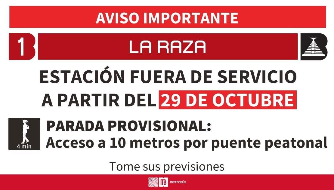 OJO: Anuncia Metrobús cambio en temporal de para en estación La Raza