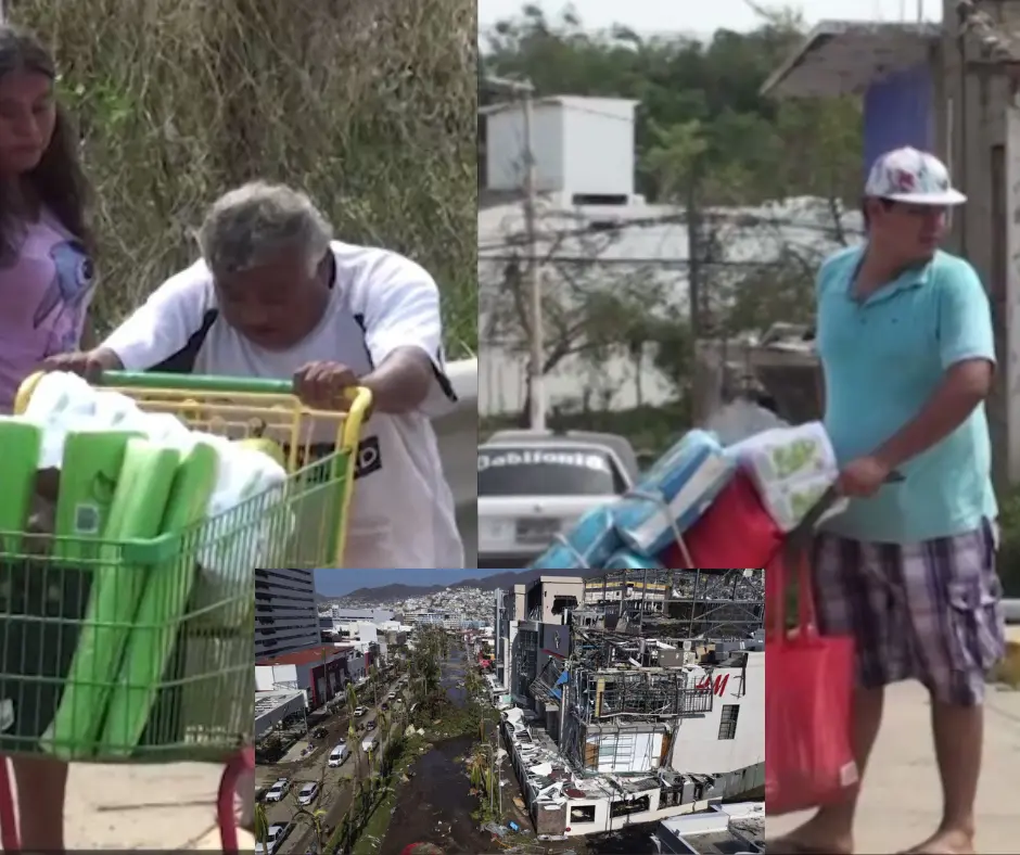 Saqueos y desesperación en Acapulco tras el huracán Otis. Foto: Especial