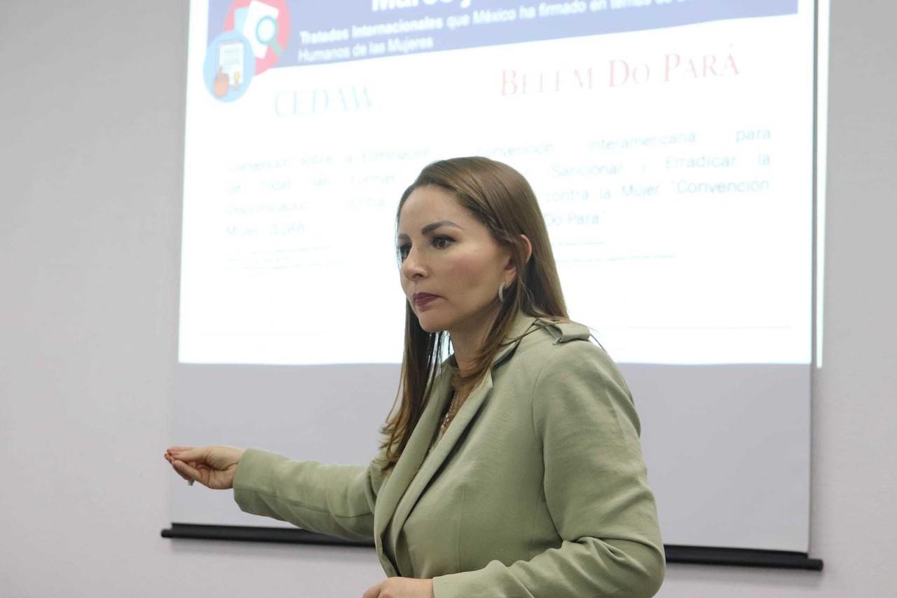 Katy Salinas Pérez en platica de Justicia con perspectiva de genero en relación al compromiso del ICM / Foto: Katy Salinas Pérez