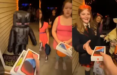 Joven sorprende a niños con regalos de iPhone 15 en Halloween