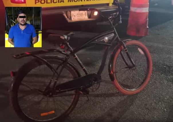 Policía de Monterrey captura a ladrón de bicicletas en la colonia Moderna