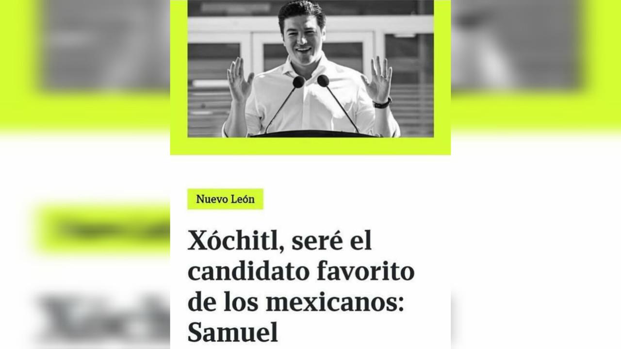 El gobernador Samuel García respondió a través de sus redes sociales a Xóchitl Gálvez, aseguró que será el candidato favorito de todos los mexicanos. Foto: Fb Samuel García