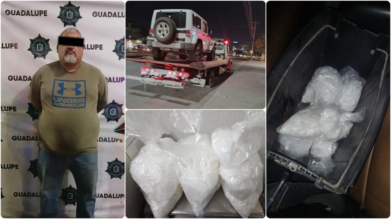 Detienen a hombre con 2.5 kg de químico similar al cristal en Guadalupe