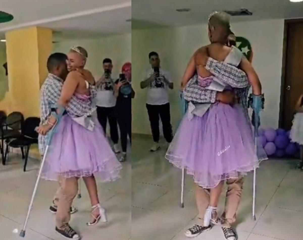 Una quinceañera con cáncer baila con su padre el vals de forma emotiva. Foto: TikTok kaoleemusic