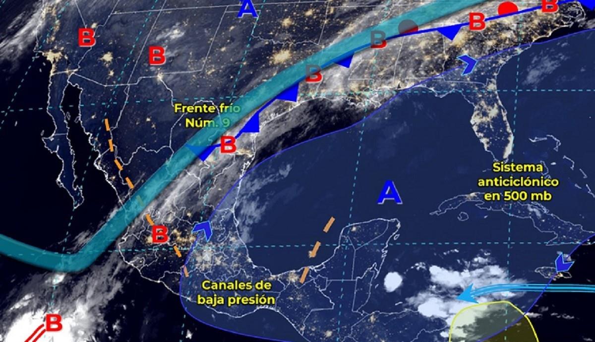 El frente frío número 9 de la temporada afecta a la República Mexicana. Foto: Twitter @conagua_clima